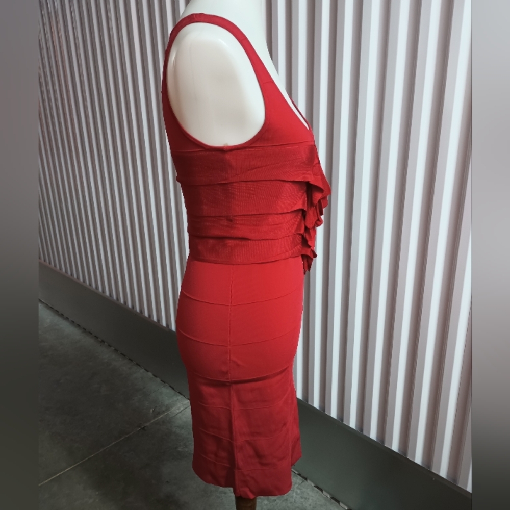 Express Red Ruffle Midi Dress - Picture 5 of 6